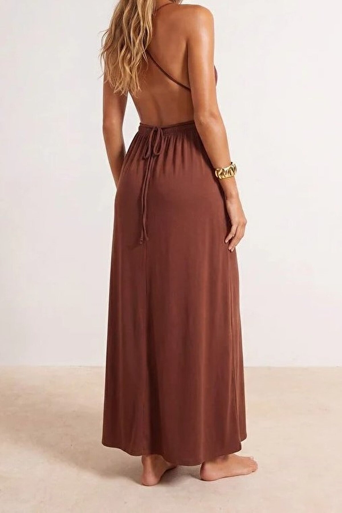 Knitted Maxi Beach Dress with Slit