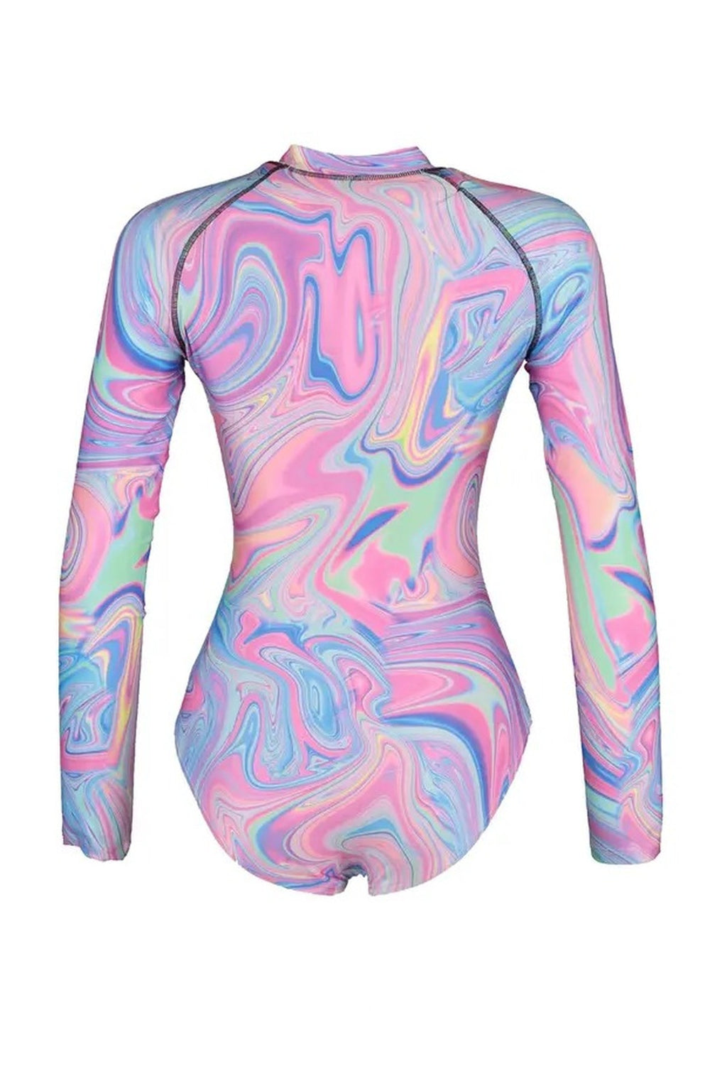 Patterned Zip-Up Surfer-Style Regular Swimsuit