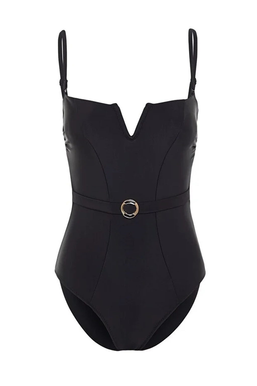 Belted Strapless Covered Hipster Swimsuit