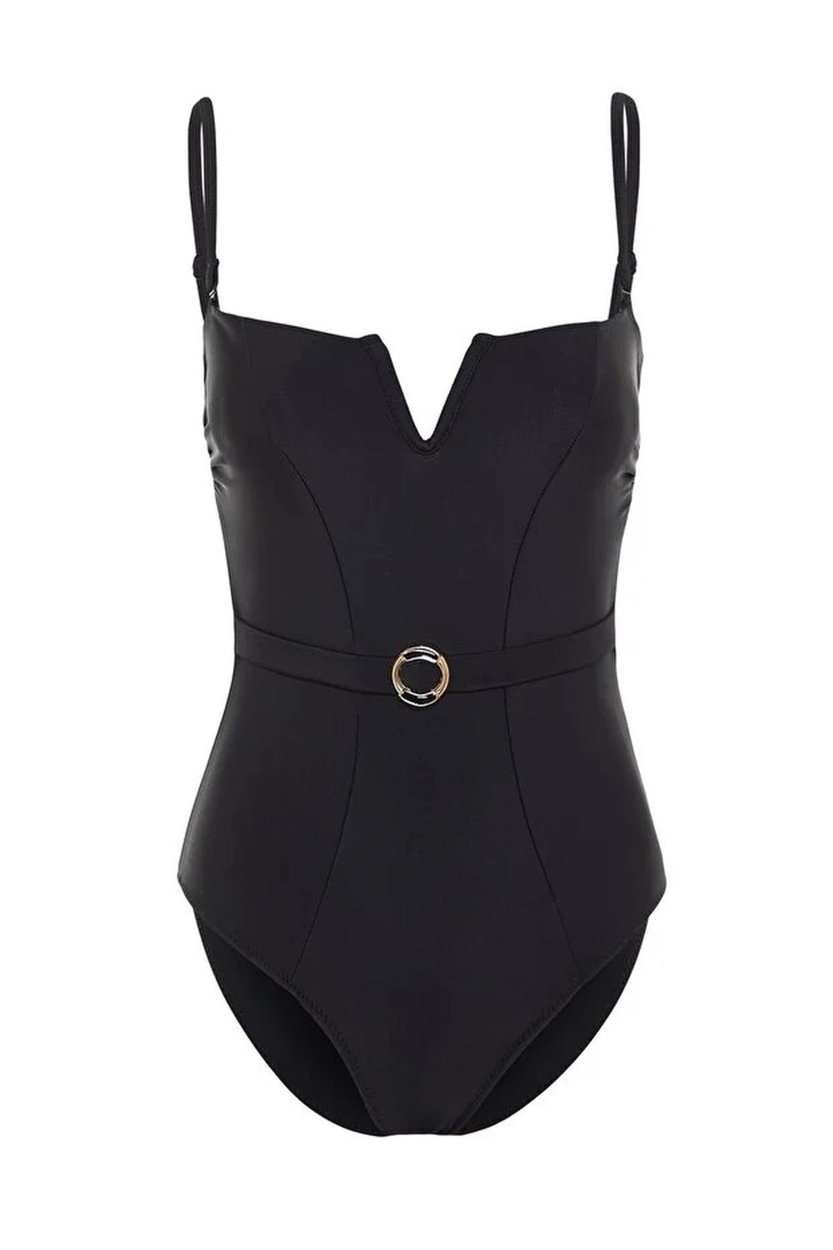 Belted Strapless Covered Hipster Swimsuit