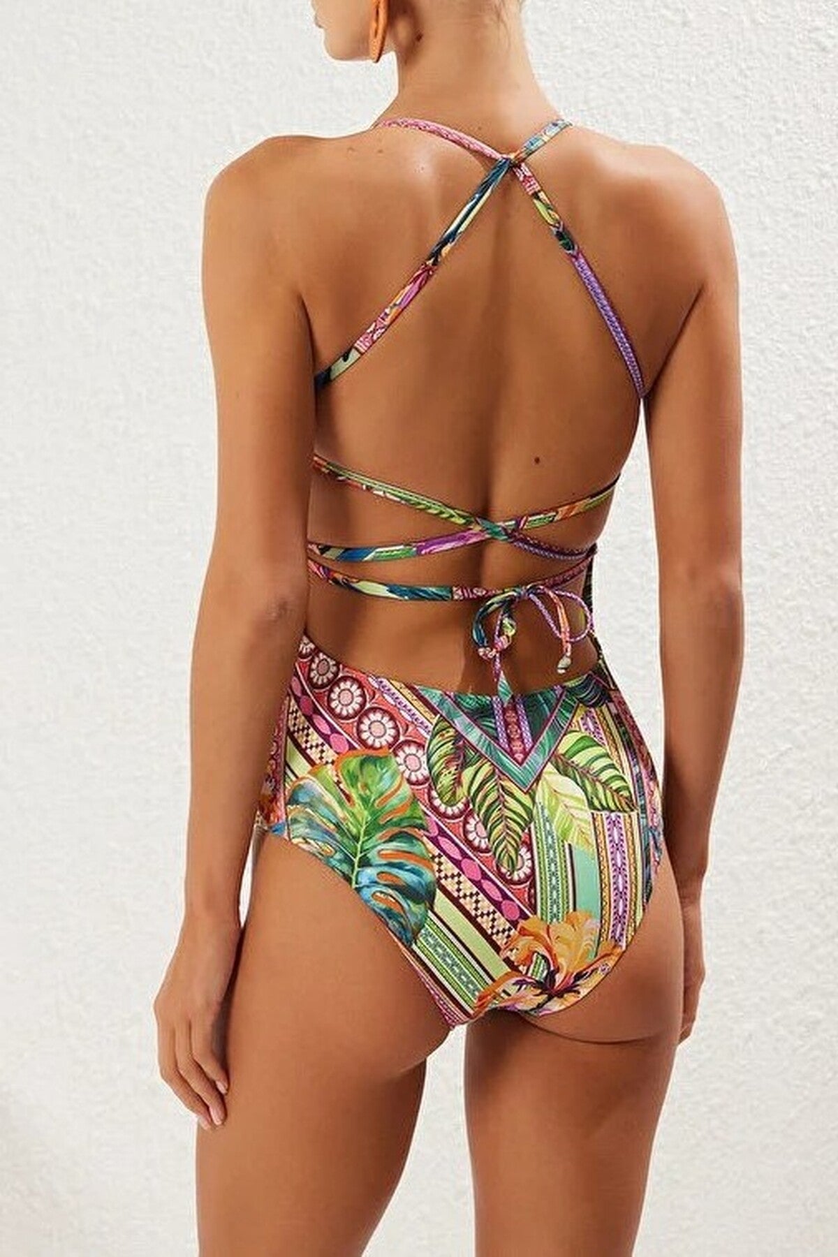 Backless Square Neck Covered Hipster Swimsuit