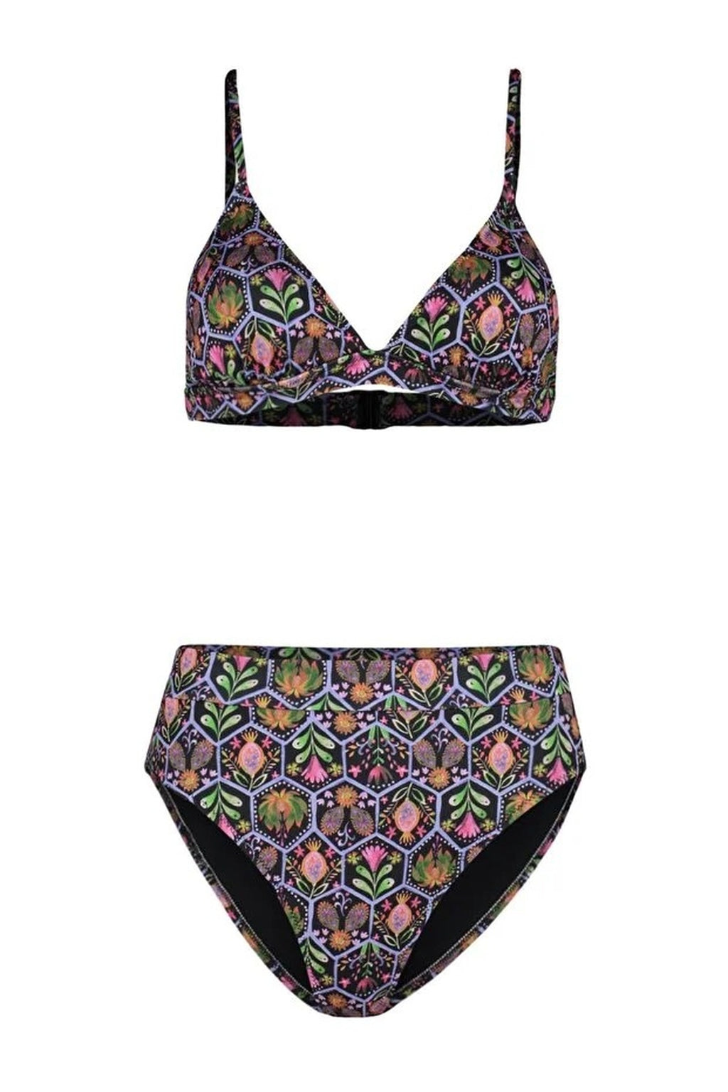 Triangle Hipster High-Waisted Padded Basic Bikini Set