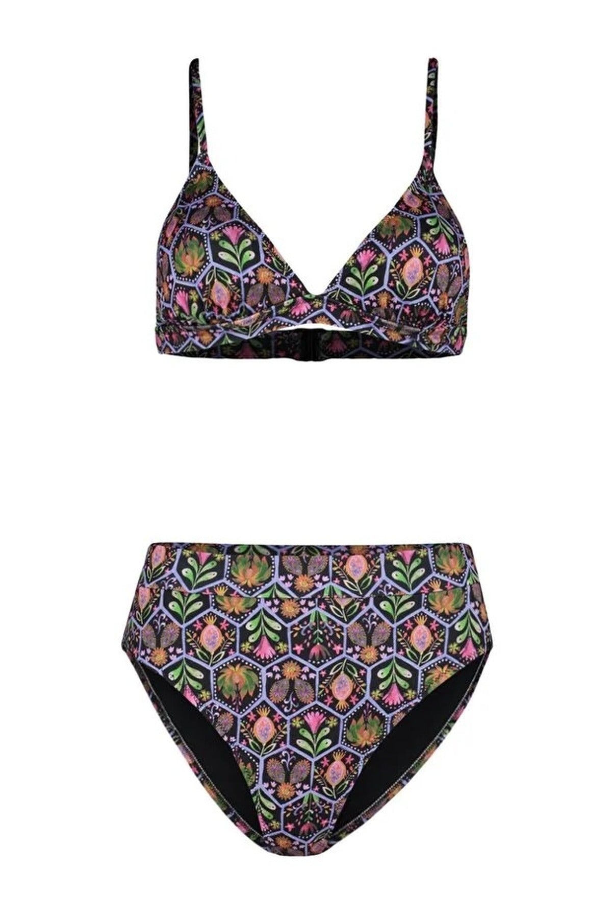 Triangle Hipster High-Waisted Padded Basic Bikini Set