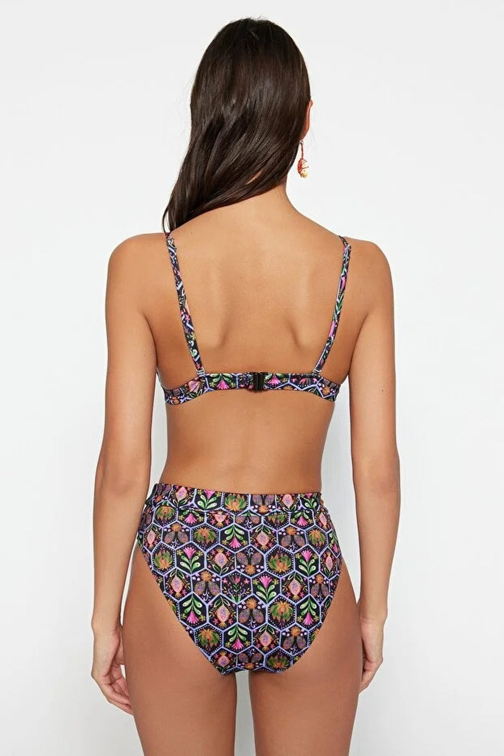 Triangle Hipster High-Waisted Padded Basic Bikini Set