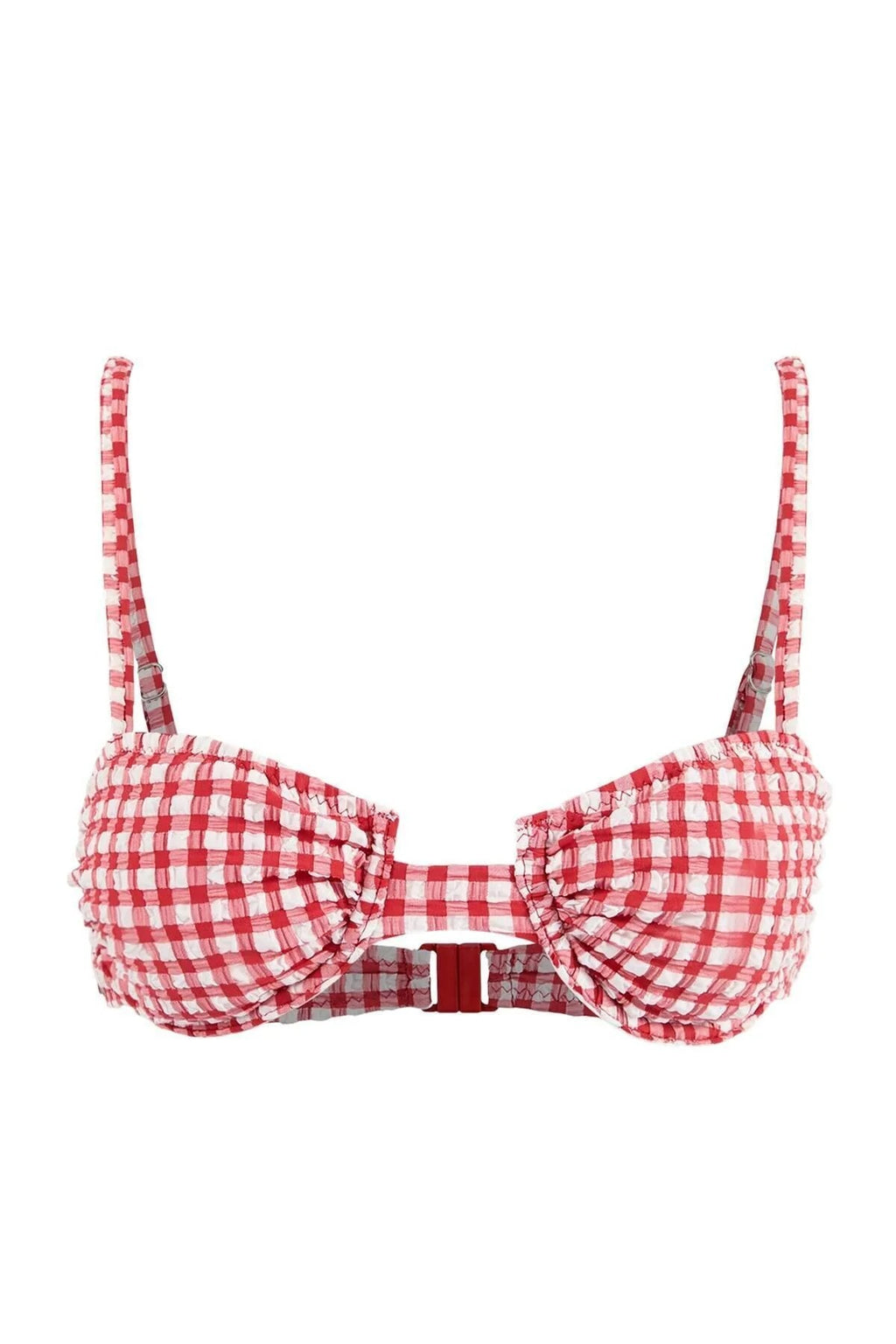 Plaid Textured Balconette Padded Bikini Top