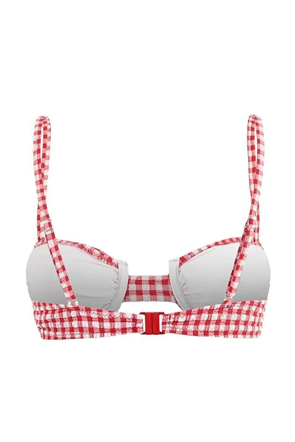 Plaid Textured Balconette Padded Bikini Top