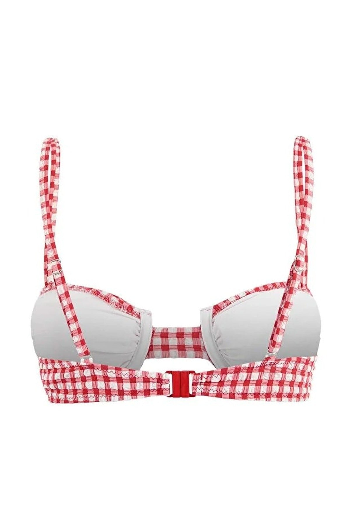 Plaid Textured Balconette Padded Bikini Top