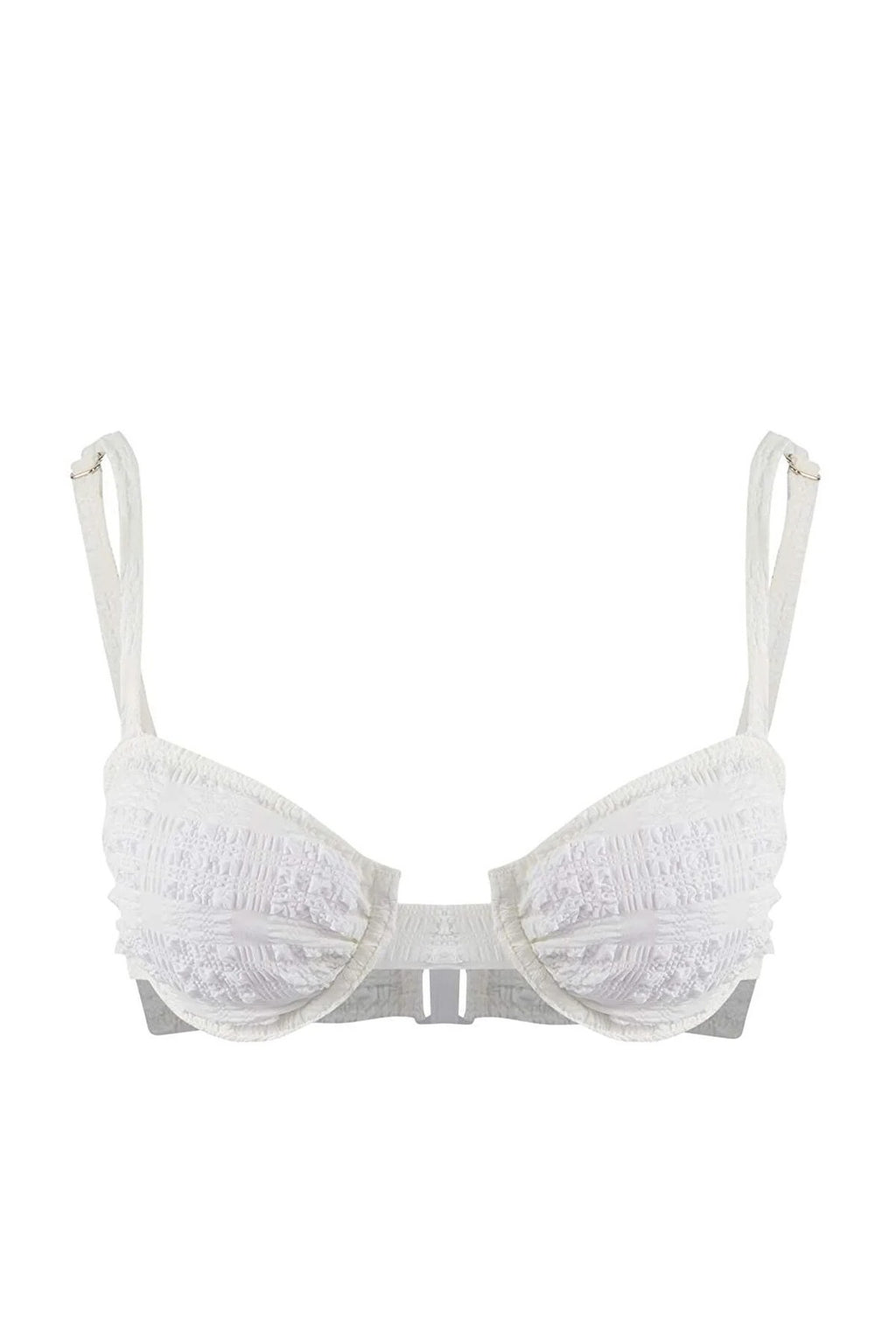 Plaid Textured Balconette Padded Bikini Top