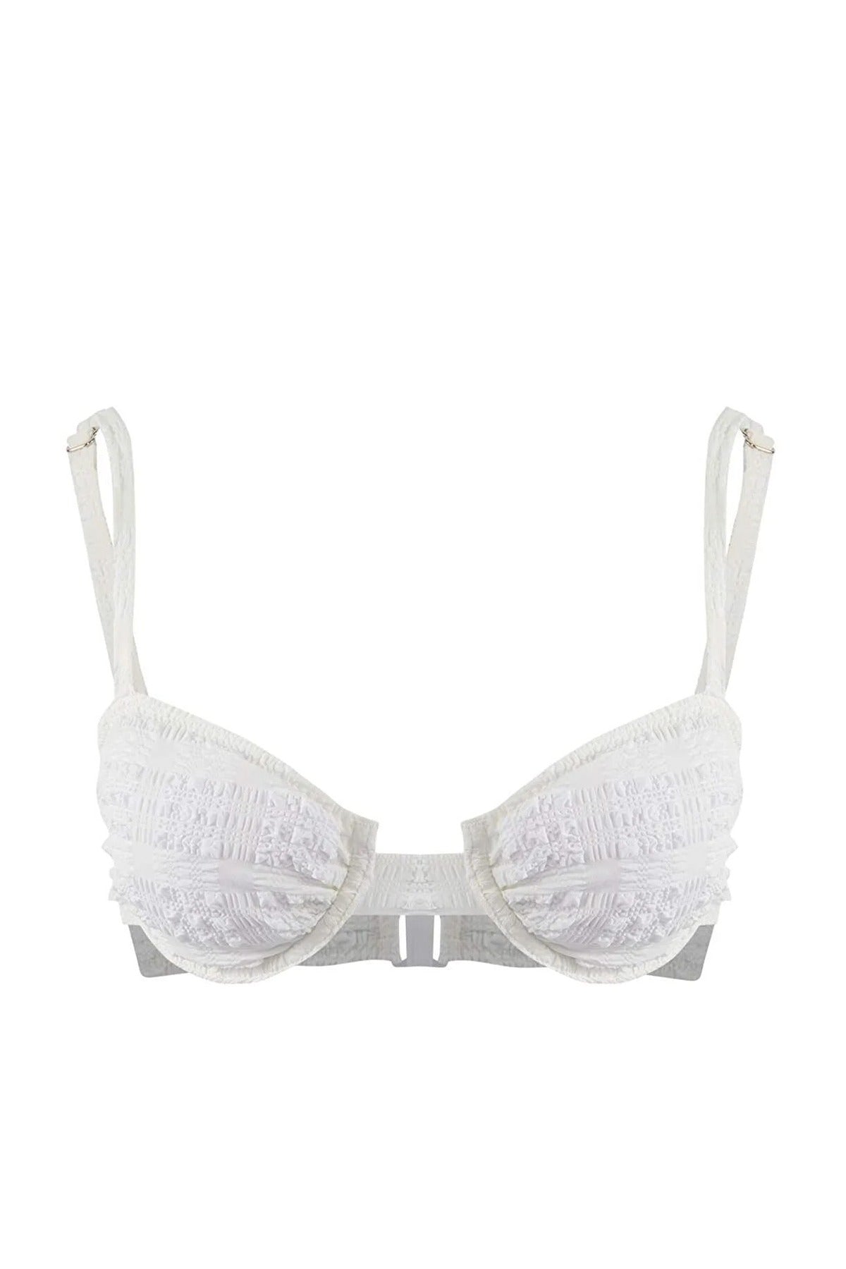 Plaid Textured Balconette Padded Bikini Top