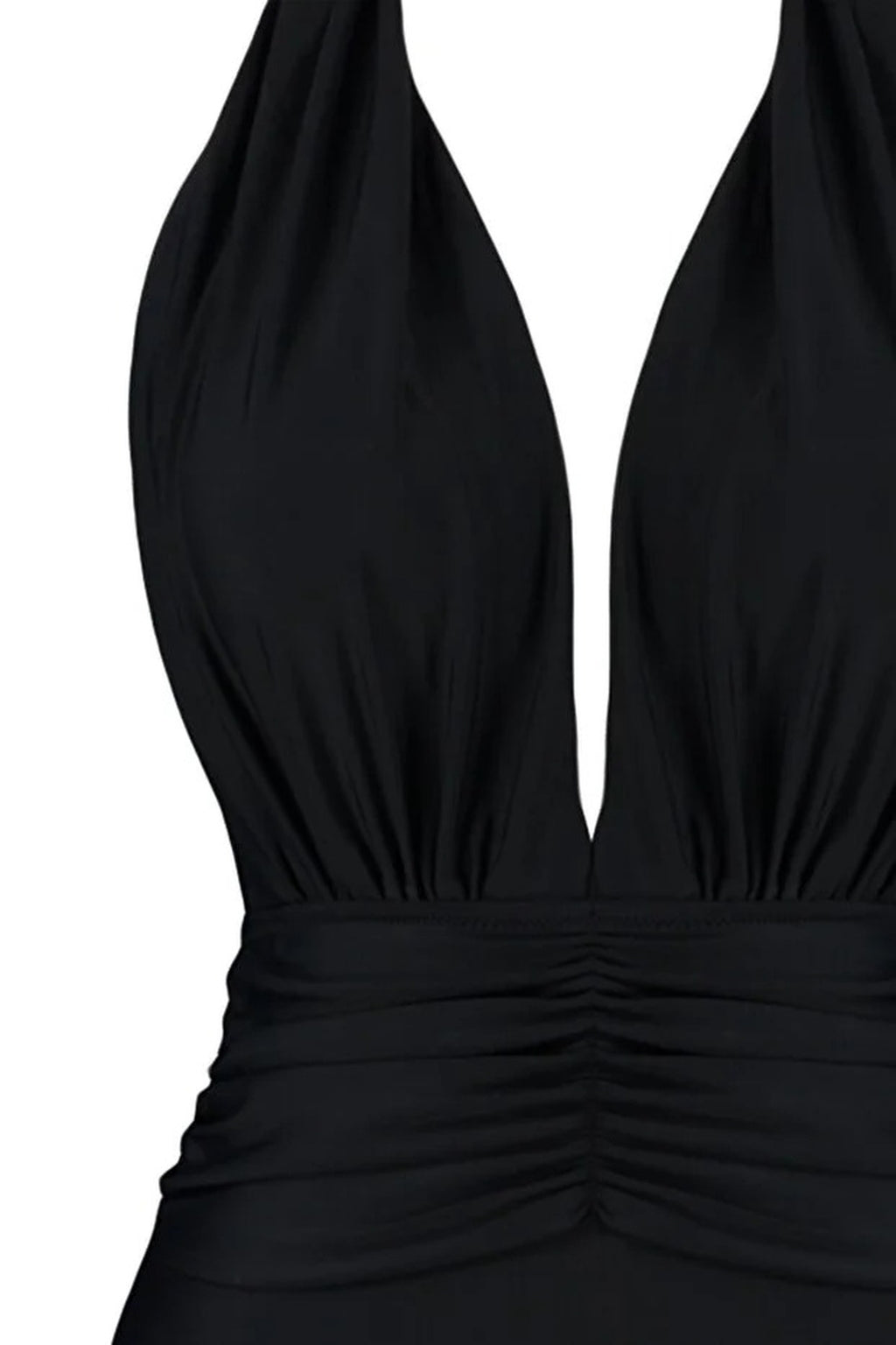 Ruched Deep V-Neck Covered Regular Swimsuit