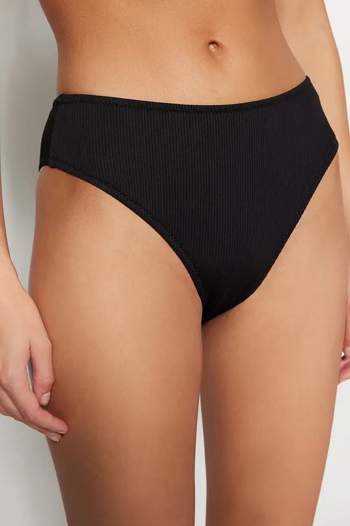 Textured High-Waisted Regular Bikini Bottom