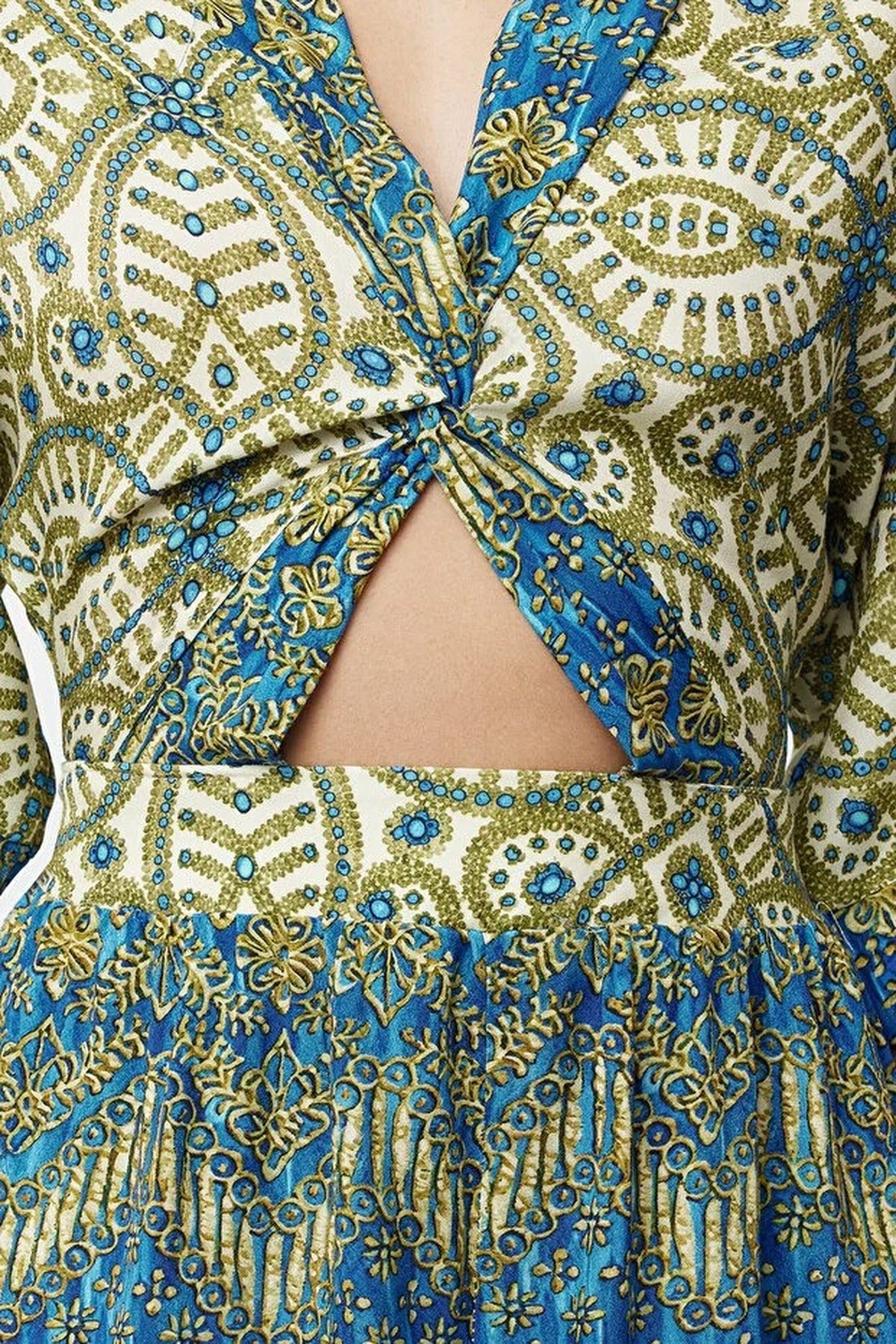 Ethnic Patterned Woven Cut Out Detail Beach Mini Playsuit