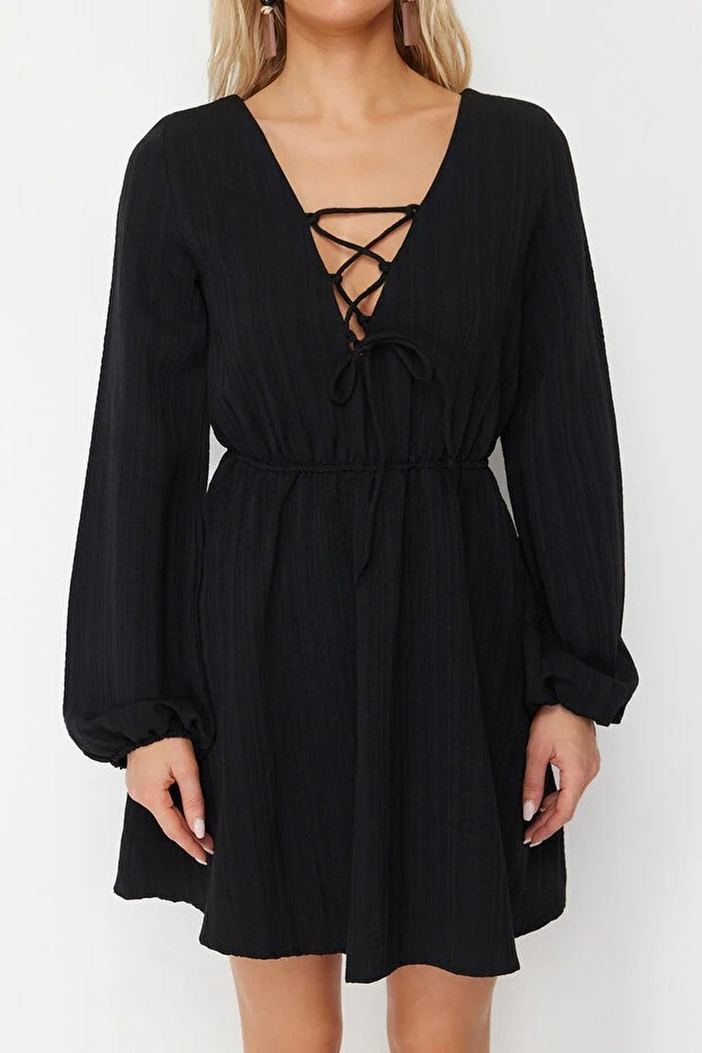 Woven Tie Detail Beach Mini Dress