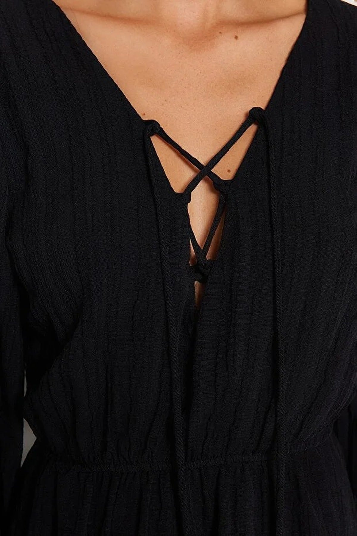 Woven Tie Detail Beach Mini Dress