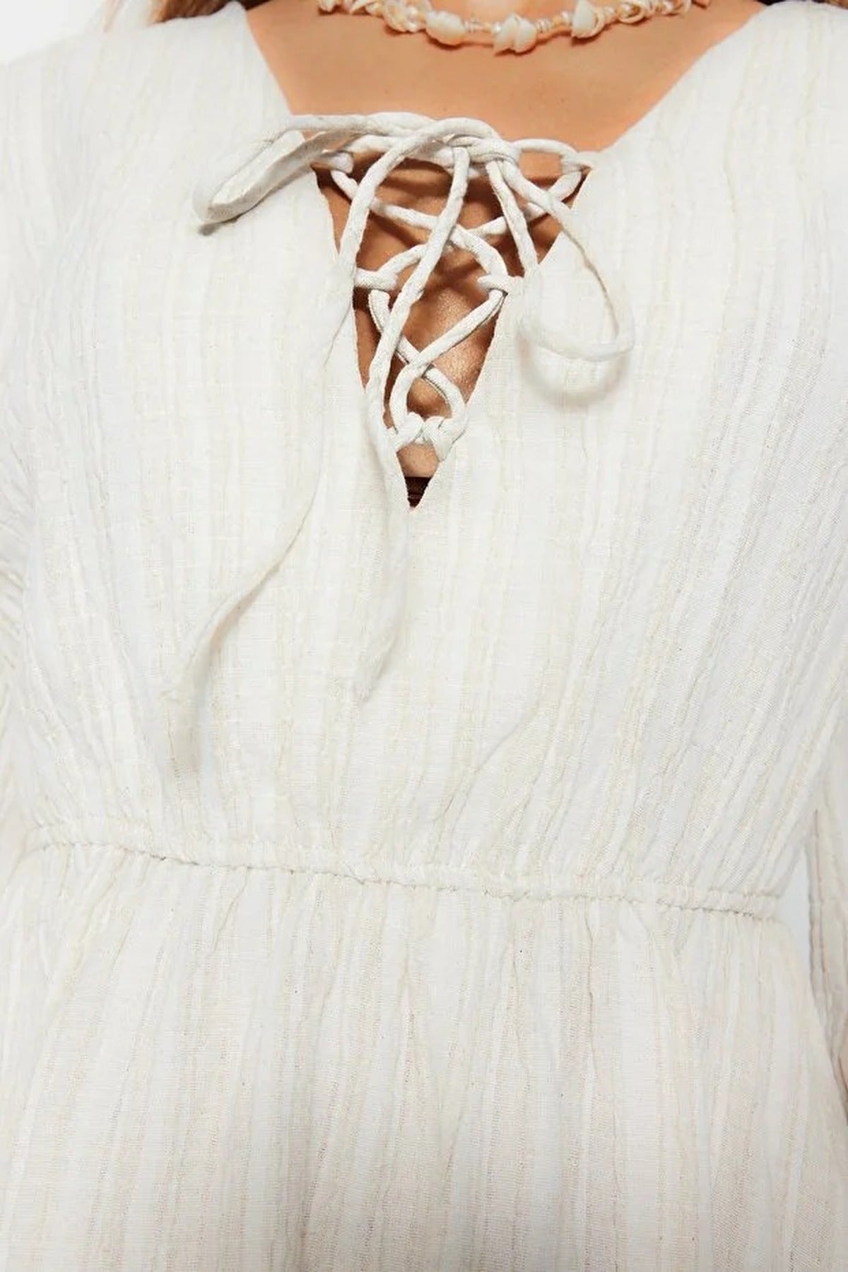 Woven Tie Detail Beach Mini Dress
