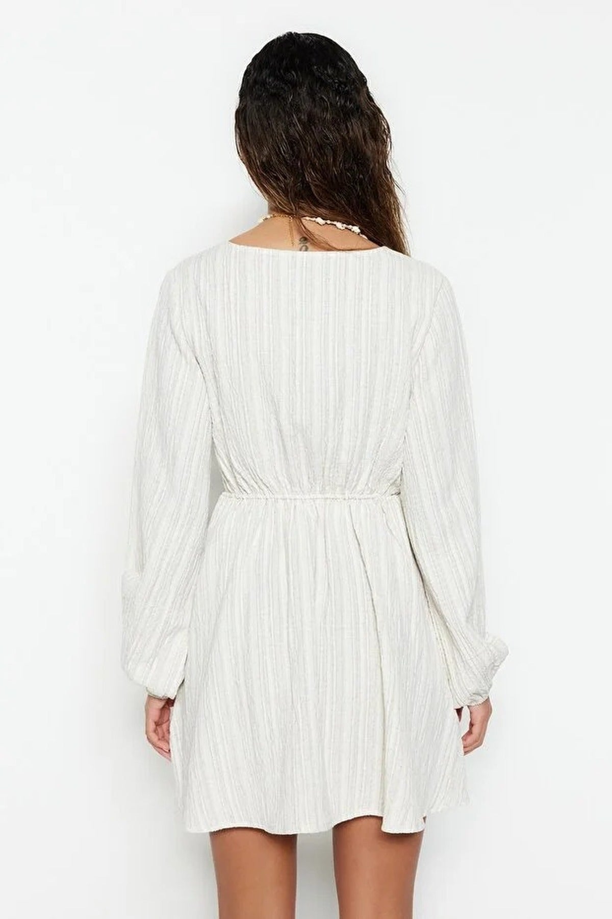 Woven Tie Detail Beach Mini Dress
