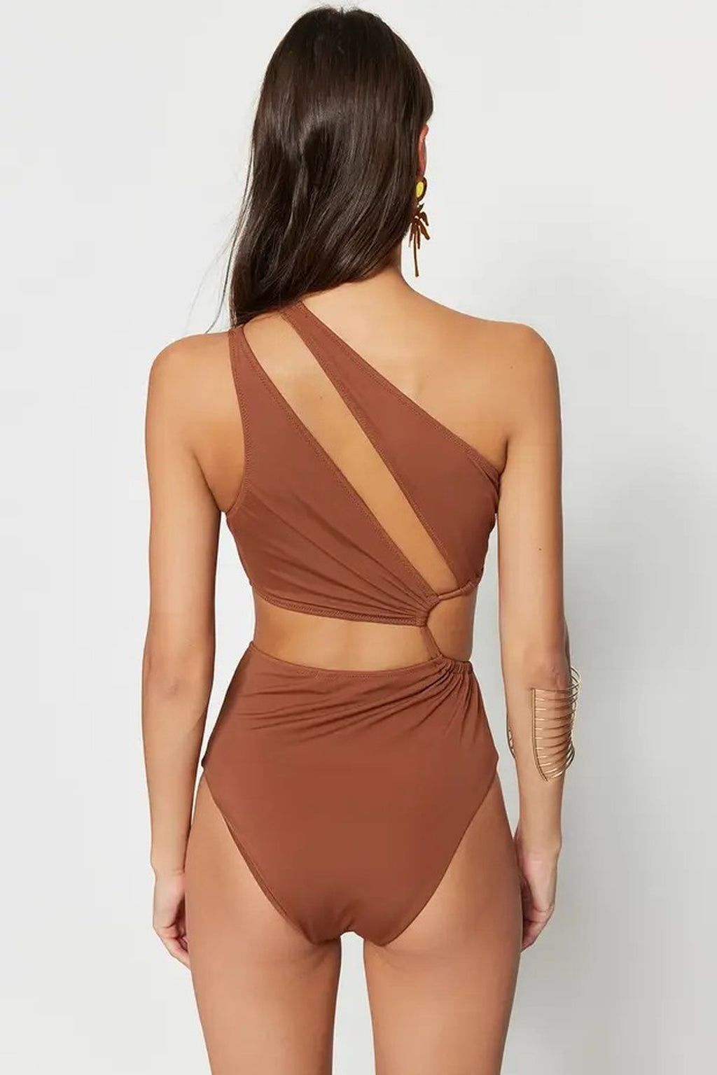 Tunnel-Style One-Shoulder Covered Regular Swimsuit