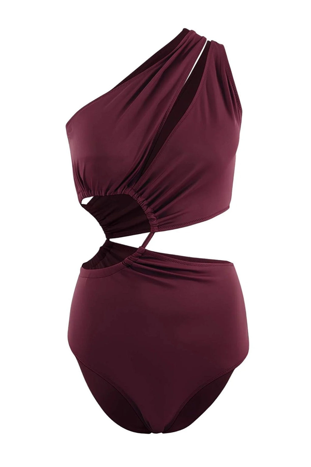 Tunnel-Style One-Shoulder Covered Regular Swimsuit