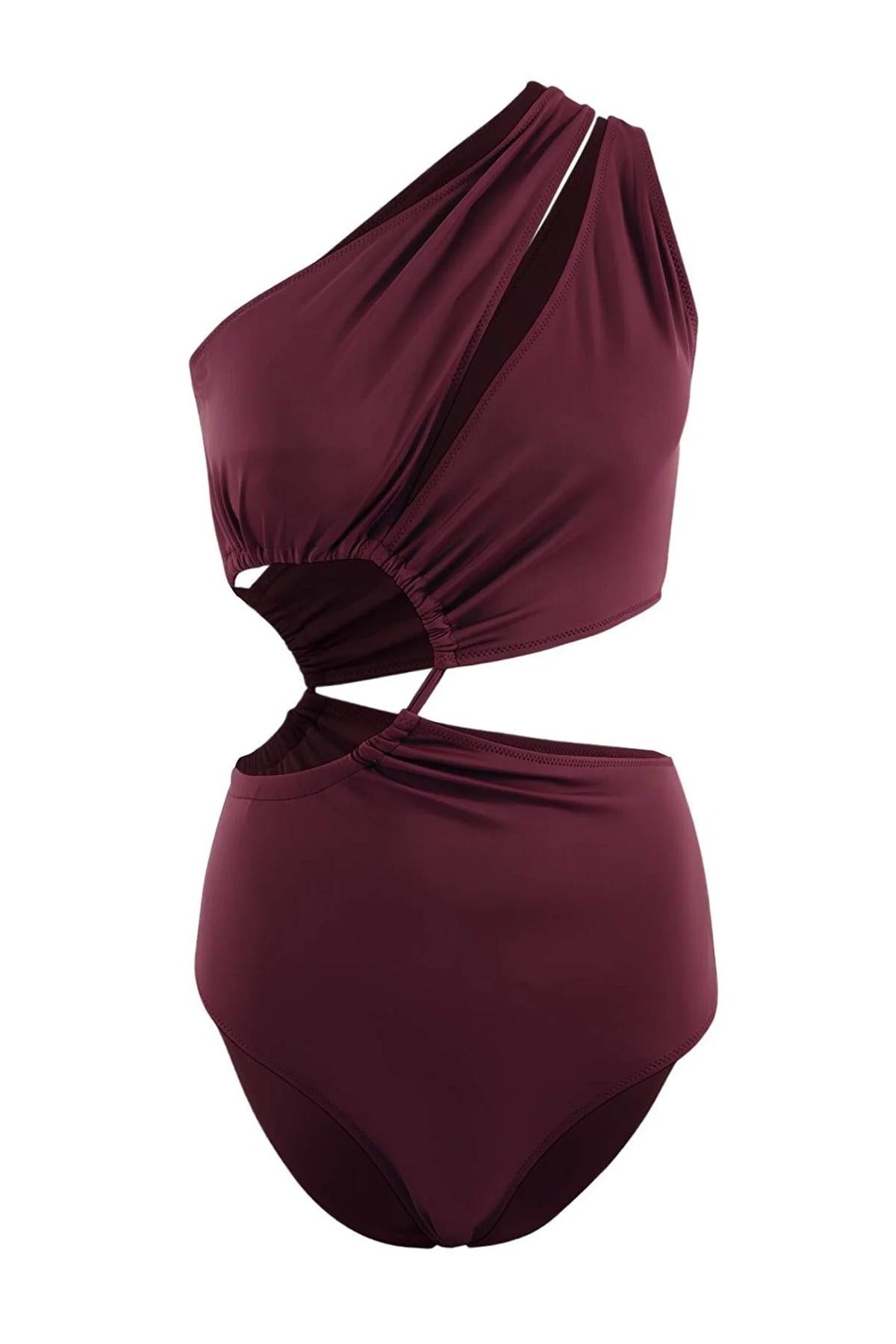 Tunnel-Style One-Shoulder Covered Regular Swimsuit