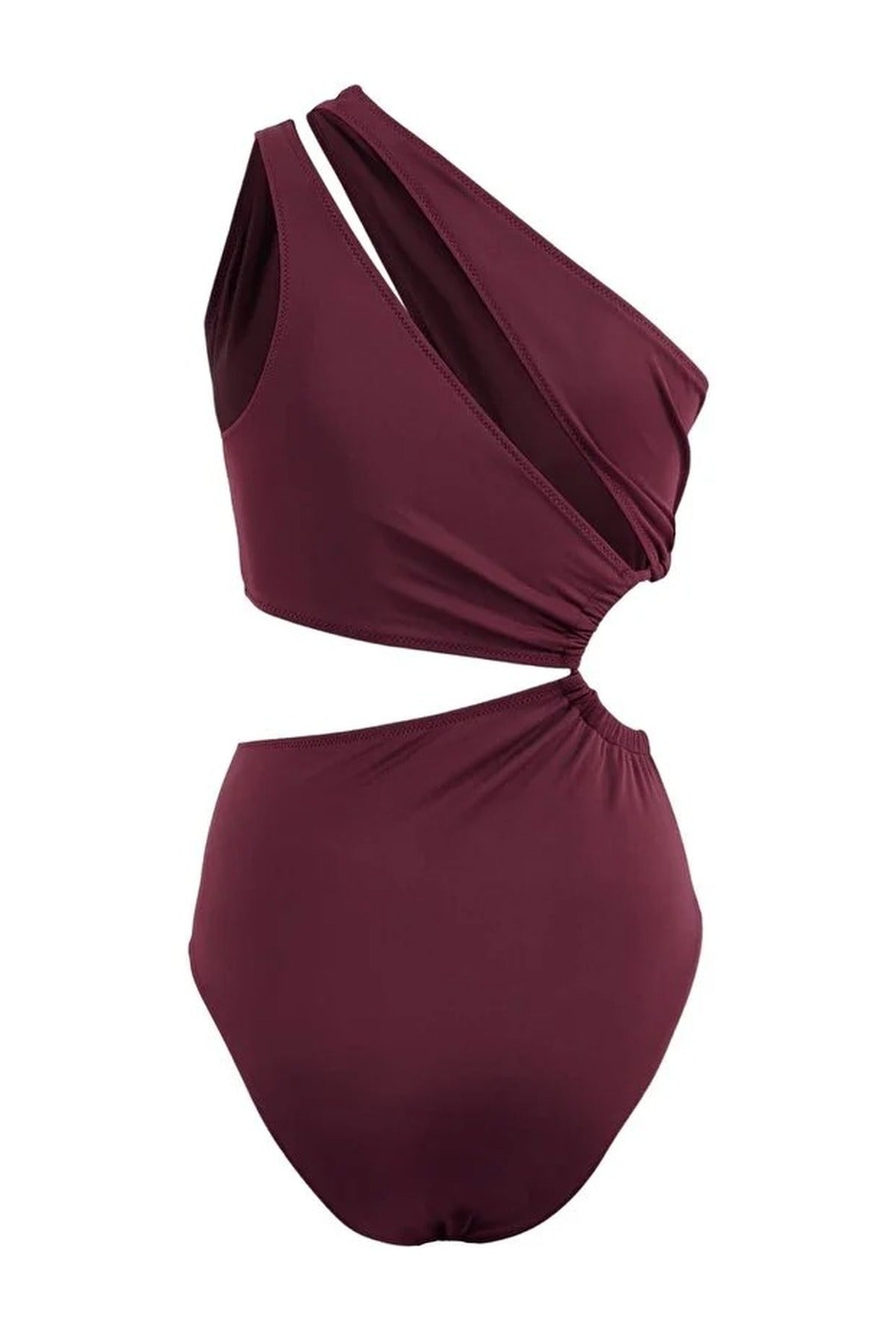 Tunnel-Style One-Shoulder Covered Regular Swimsuit