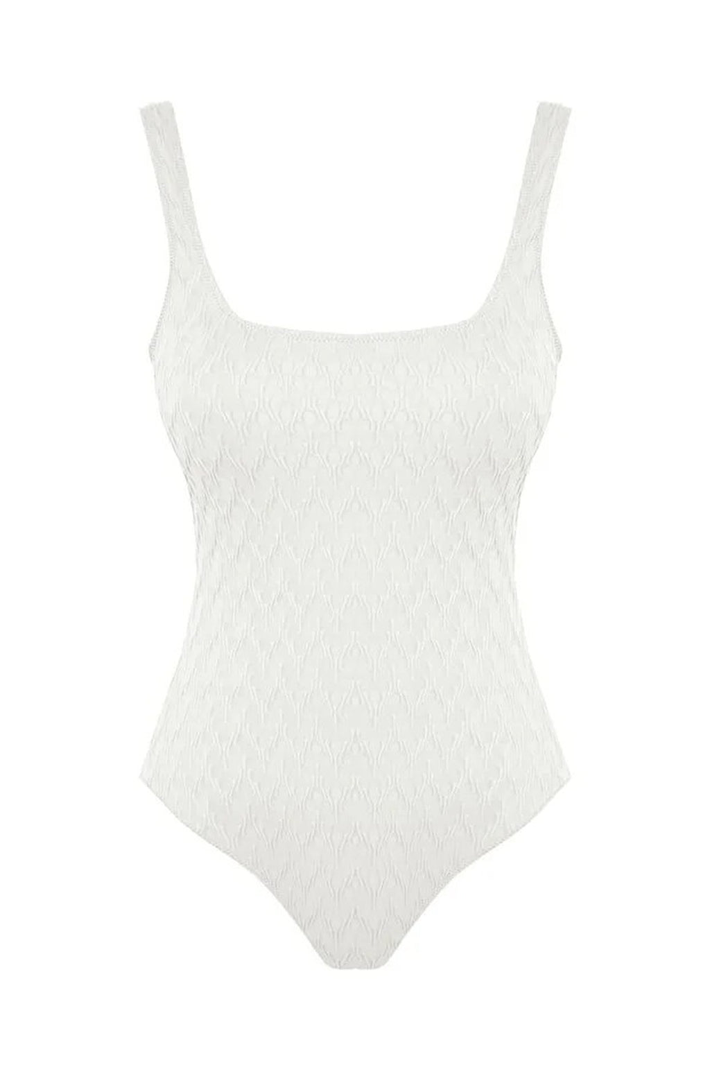 Textured Square Neck Covered Regular Swimsuit
