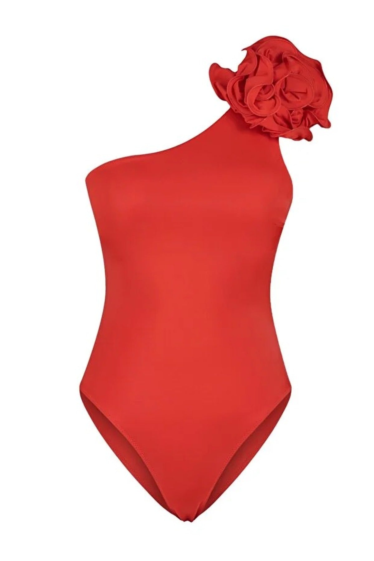 Applique Detail One Shoulder Covered Brazilian Swimsuit