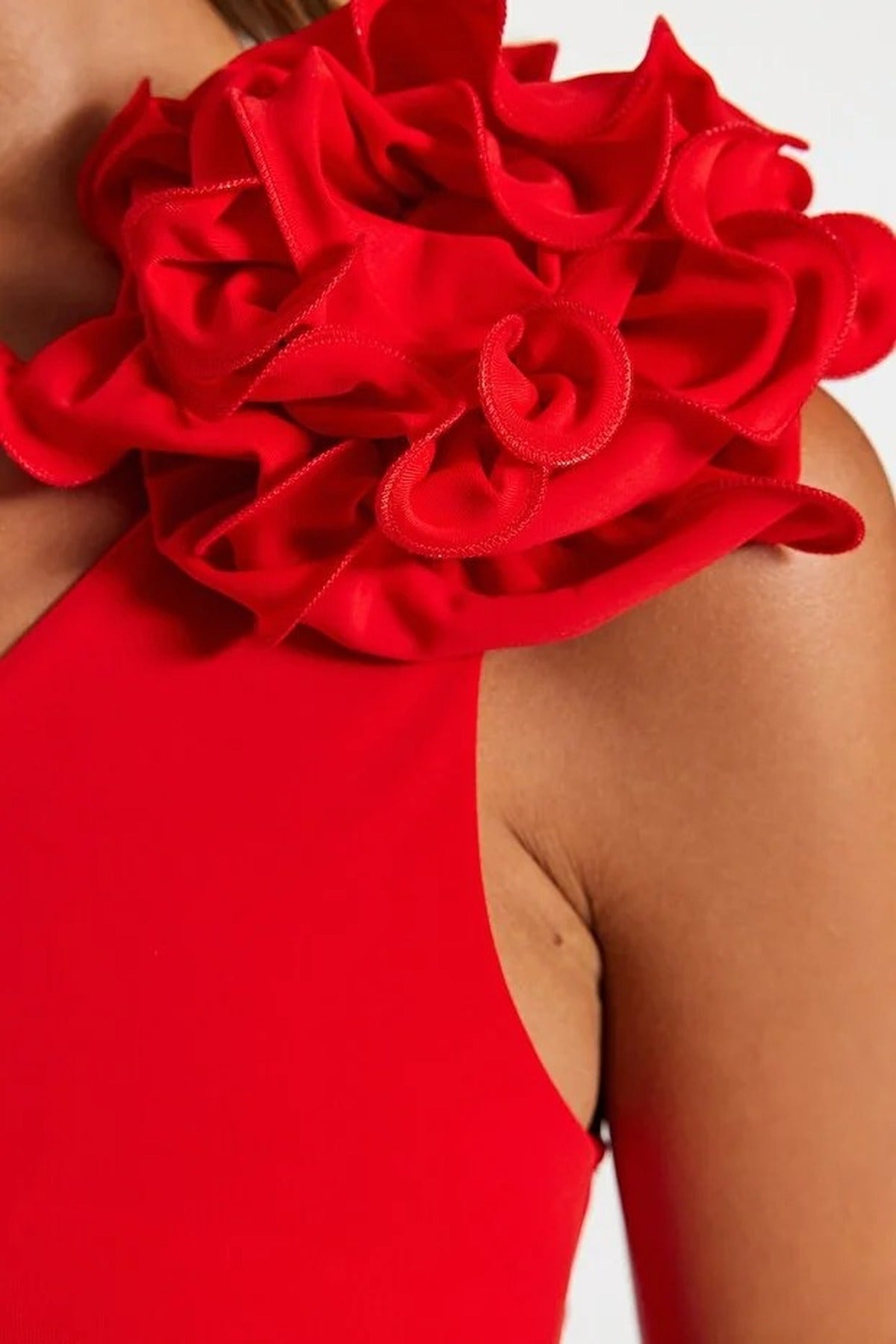 Applique Detail One Shoulder Covered Brazilian Swimsuit