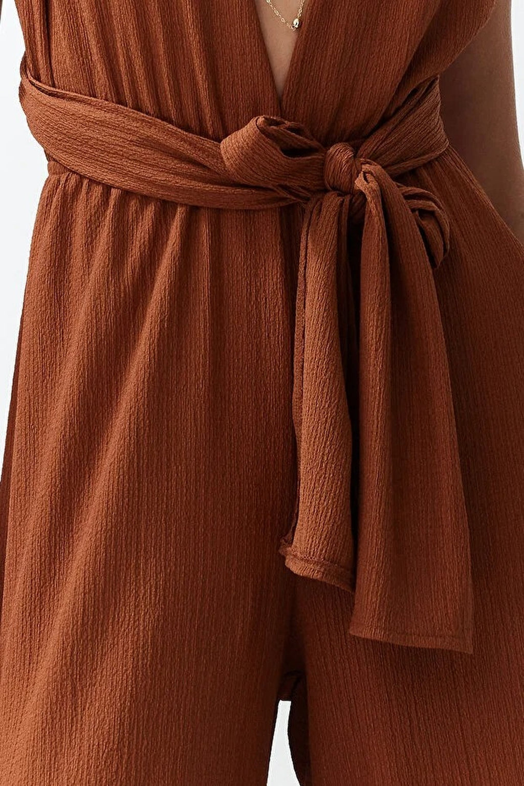 Woven Slit Maxi Beach Jumpsuit
