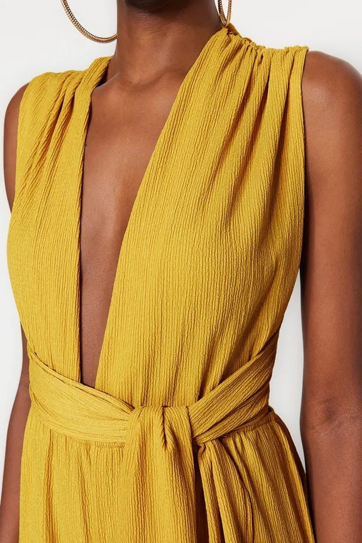 Woven Slit Maxi Beach Jumpsuit