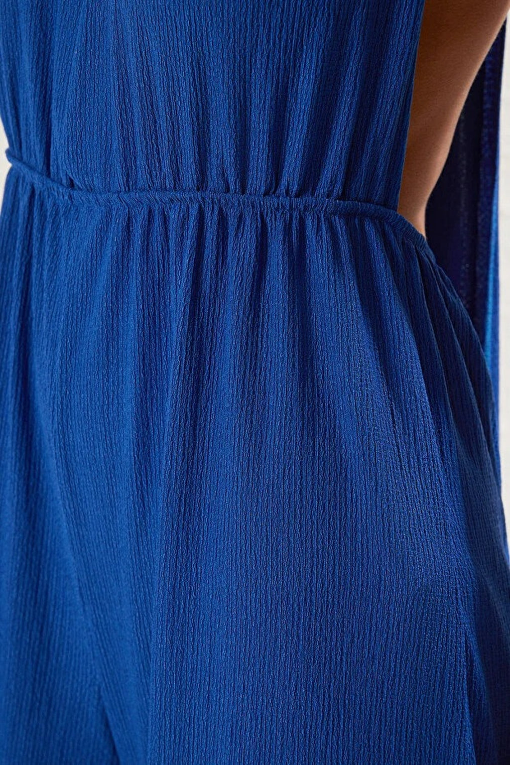 Woven Slit Maxi Beach Jumpsuit