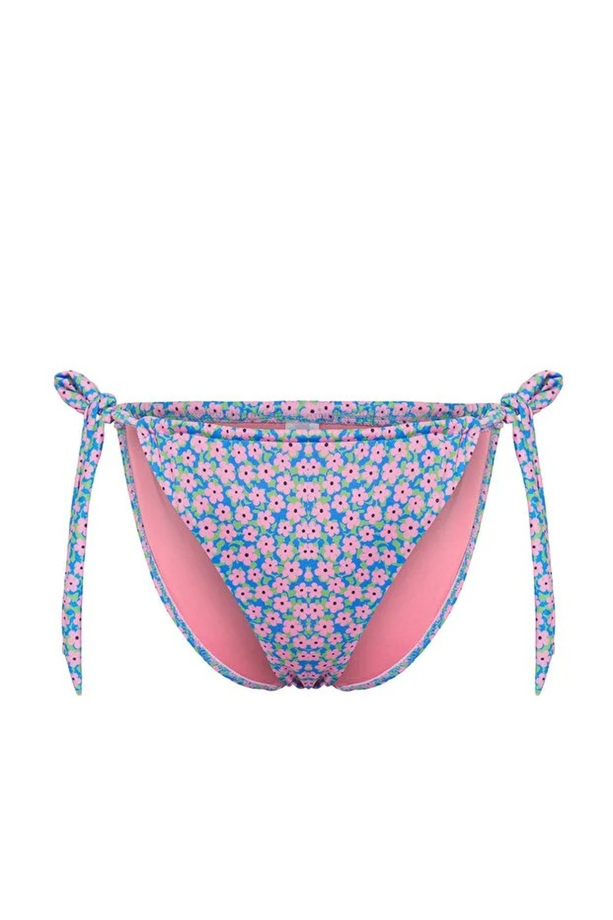 Floral Patterned Tunnel High Leg Brazilian Bikini Bottom