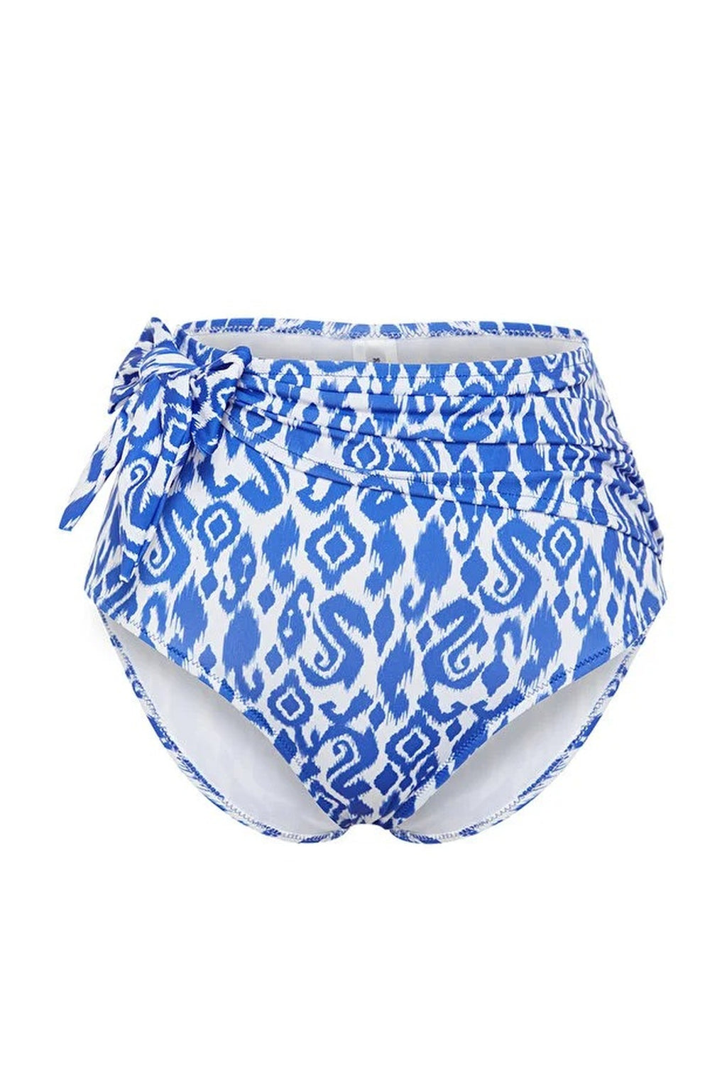 Ethnic Patterned Tie-Up Hipster High-Waisted Bikini Bottom