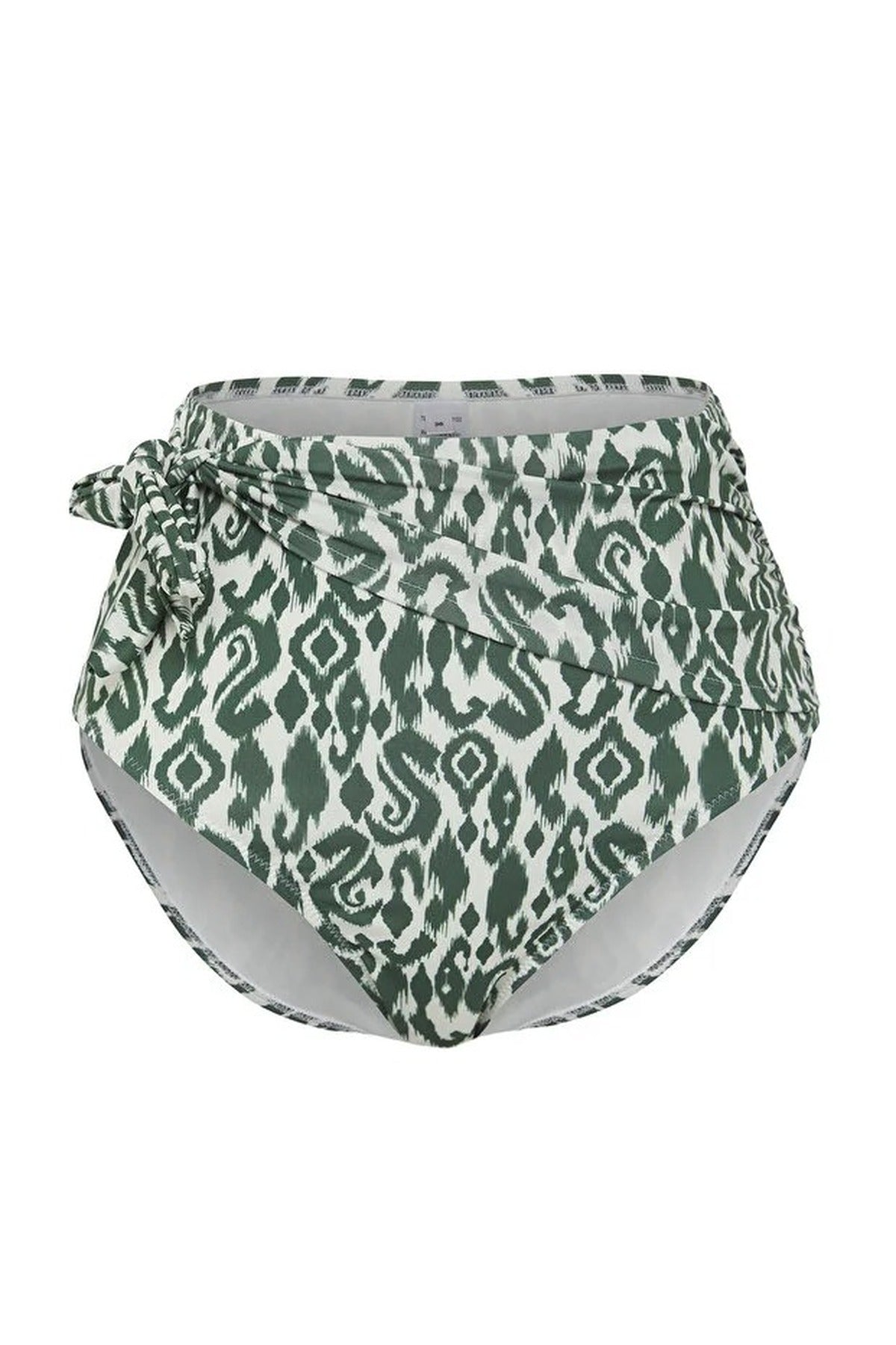 Ethnic Patterned Tie-Up Hipster High-Waisted Bikini Bottom