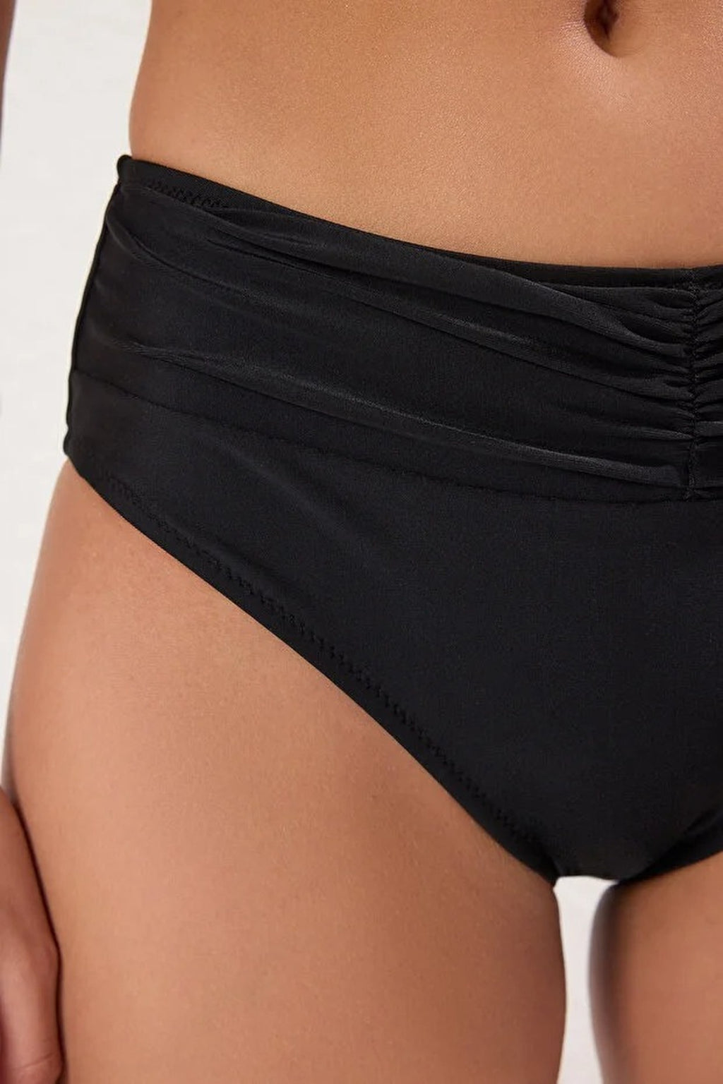 Draped Regular High-Waisted Bikini Bottom