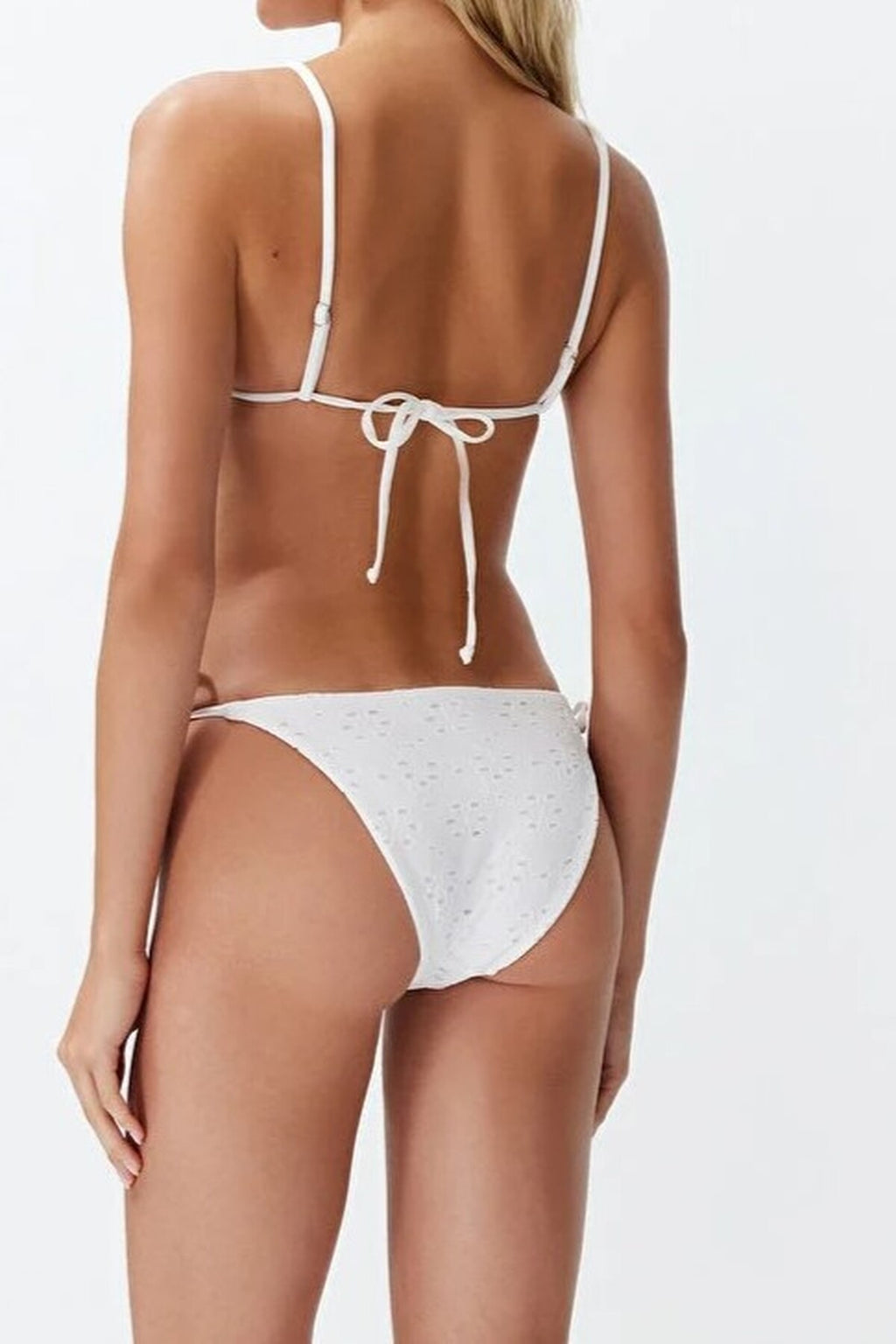 Textured Triangle Tie Regular Waist Bikini Set
