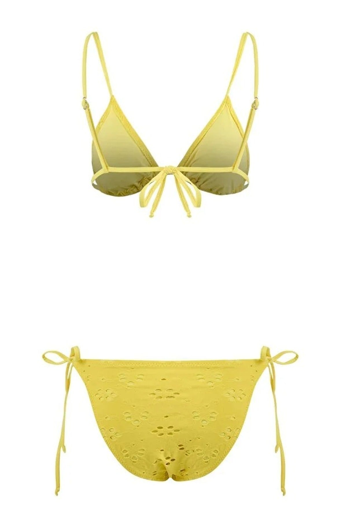 Textured Triangle Tie Regular Waist Bikini Set