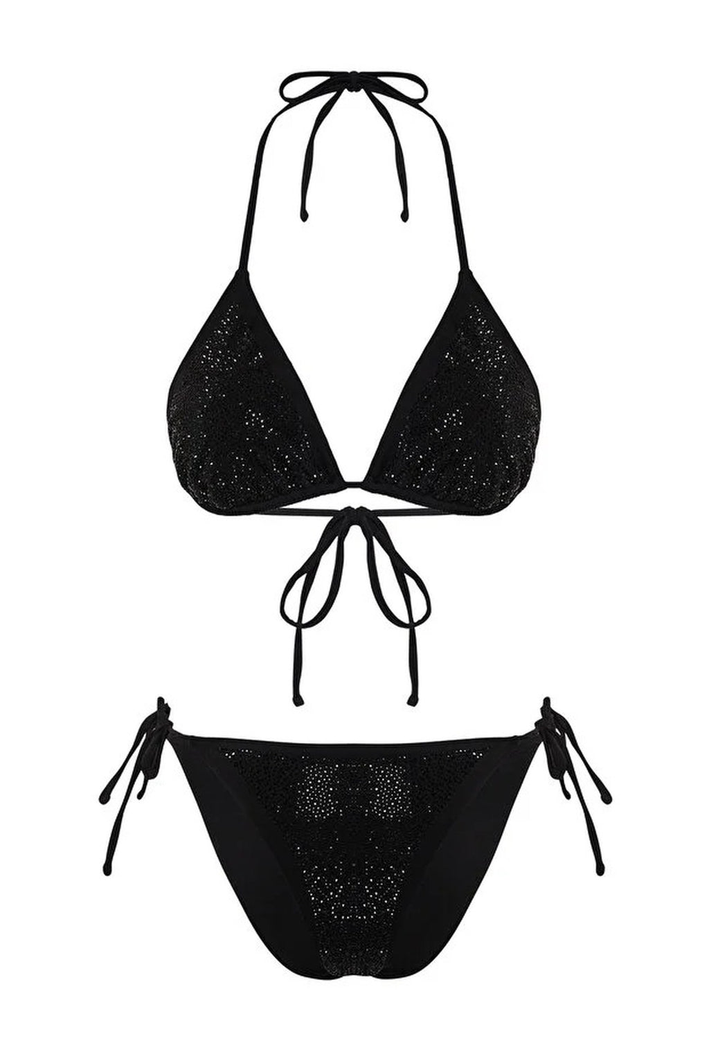 Stone Print Triangle Covered Brazilian Regular Waist Bikini Set