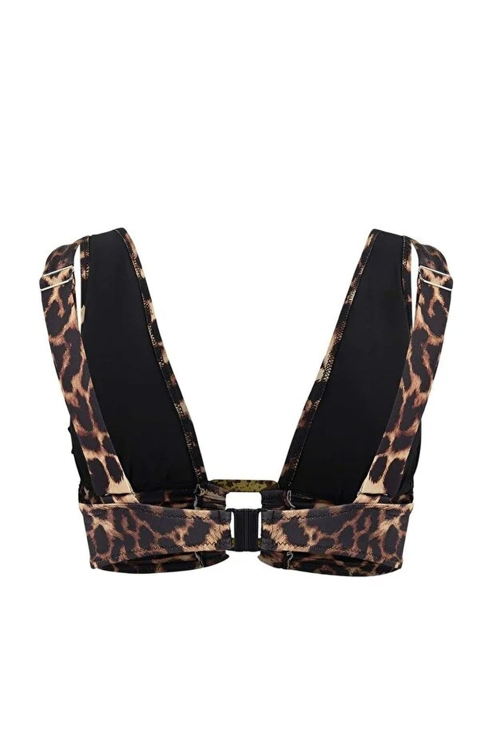 Leopard Print Triangle Covered Bikini Top with Accessories