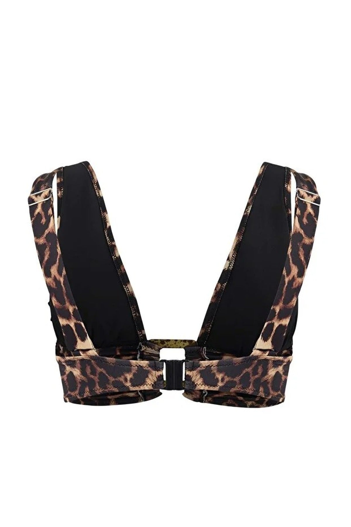 Leopard Print Triangle Covered Bikini Top with Accessories