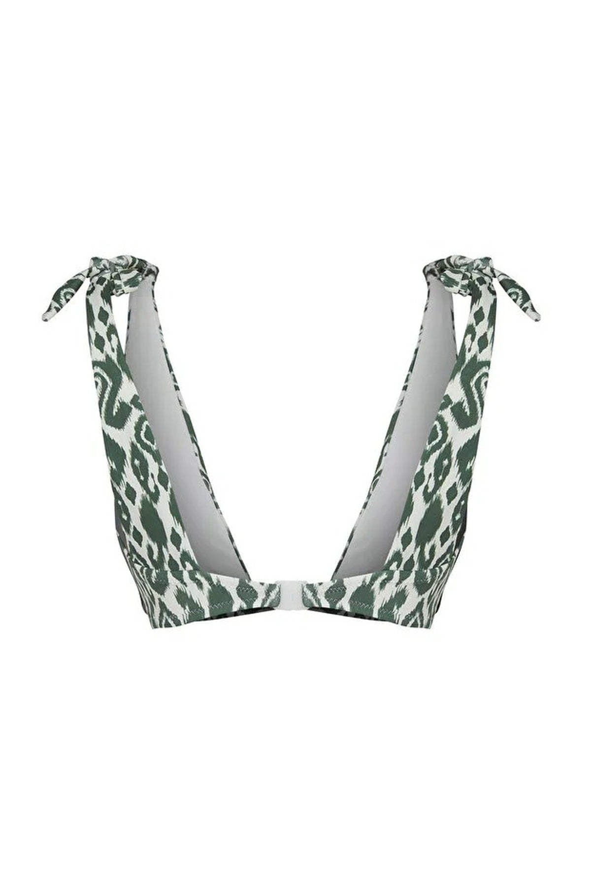 Patterned Knotted Triangle Covered Bikini Top