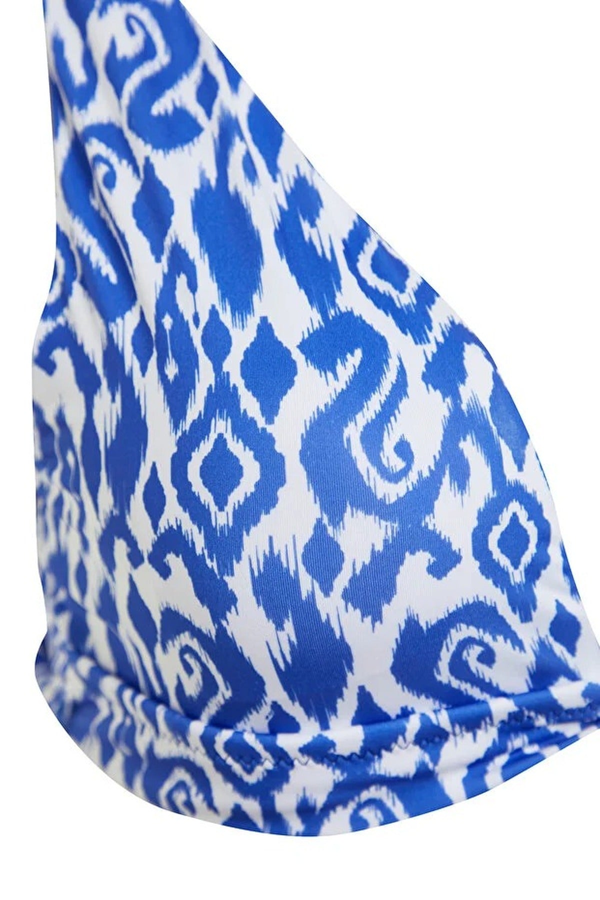 Patterned Knotted Triangle Covered Bikini Top