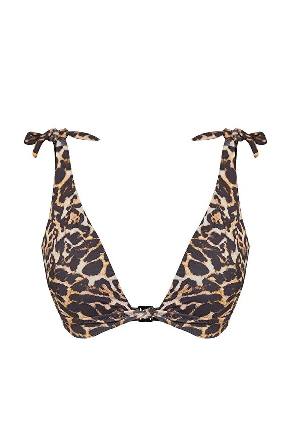 Patterned Knotted Triangle Covered Bikini Top