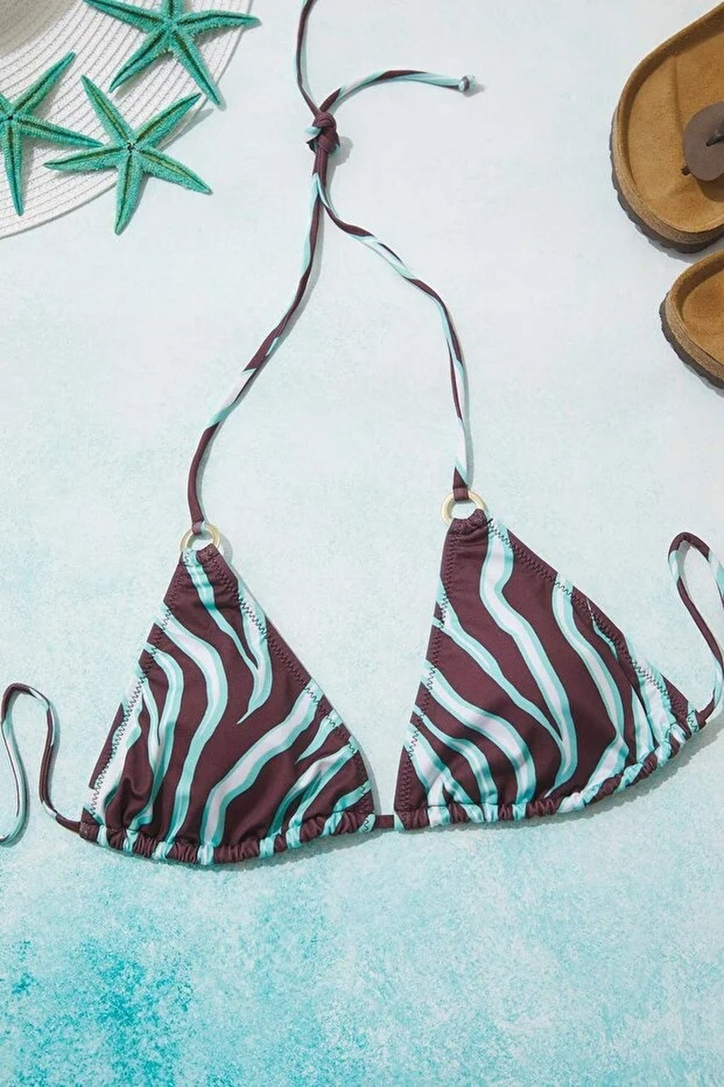 Triangle-Shaped Bikini Top with Accessories