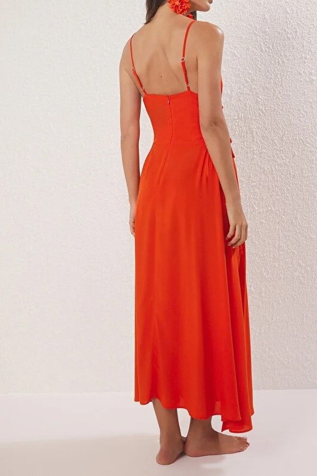 Woven Maxi Beach Dress with Tie Detail