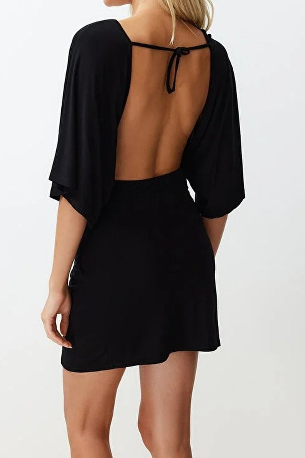 Fitted Mini Knitted Ruched Beach Dress