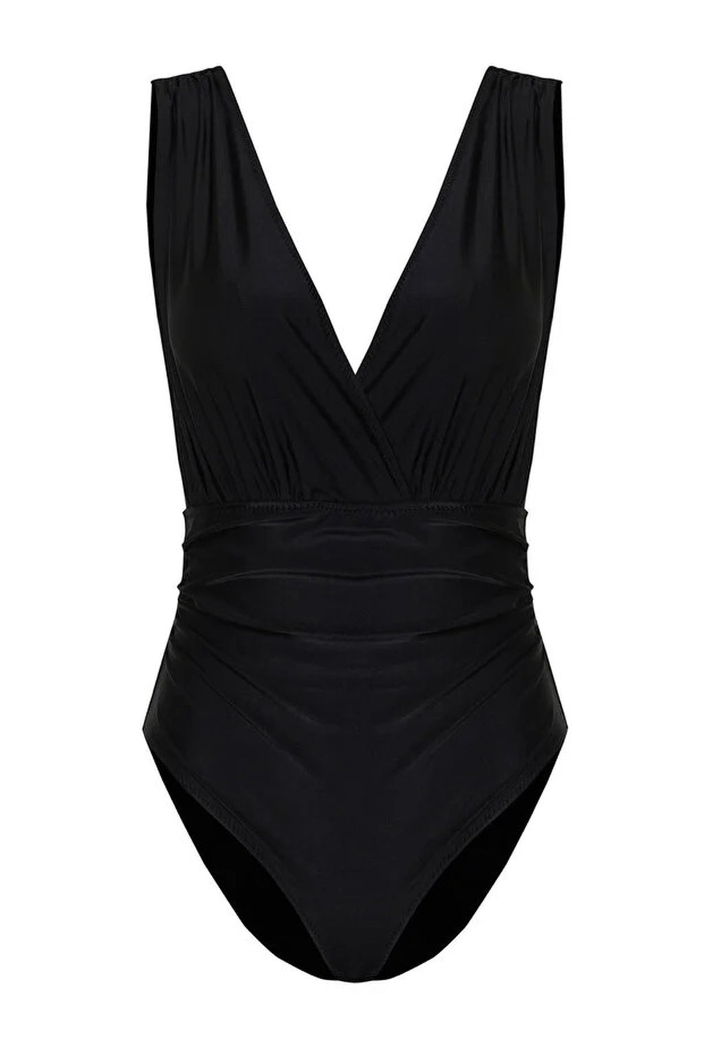 Draped Deep V-Neck Padded Regular Swimsuit