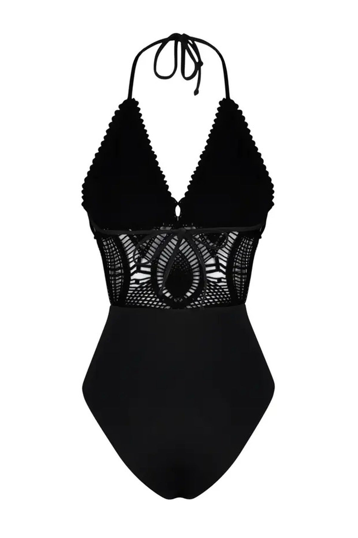 Backless V-Neck Covered Hipster Swimsuit