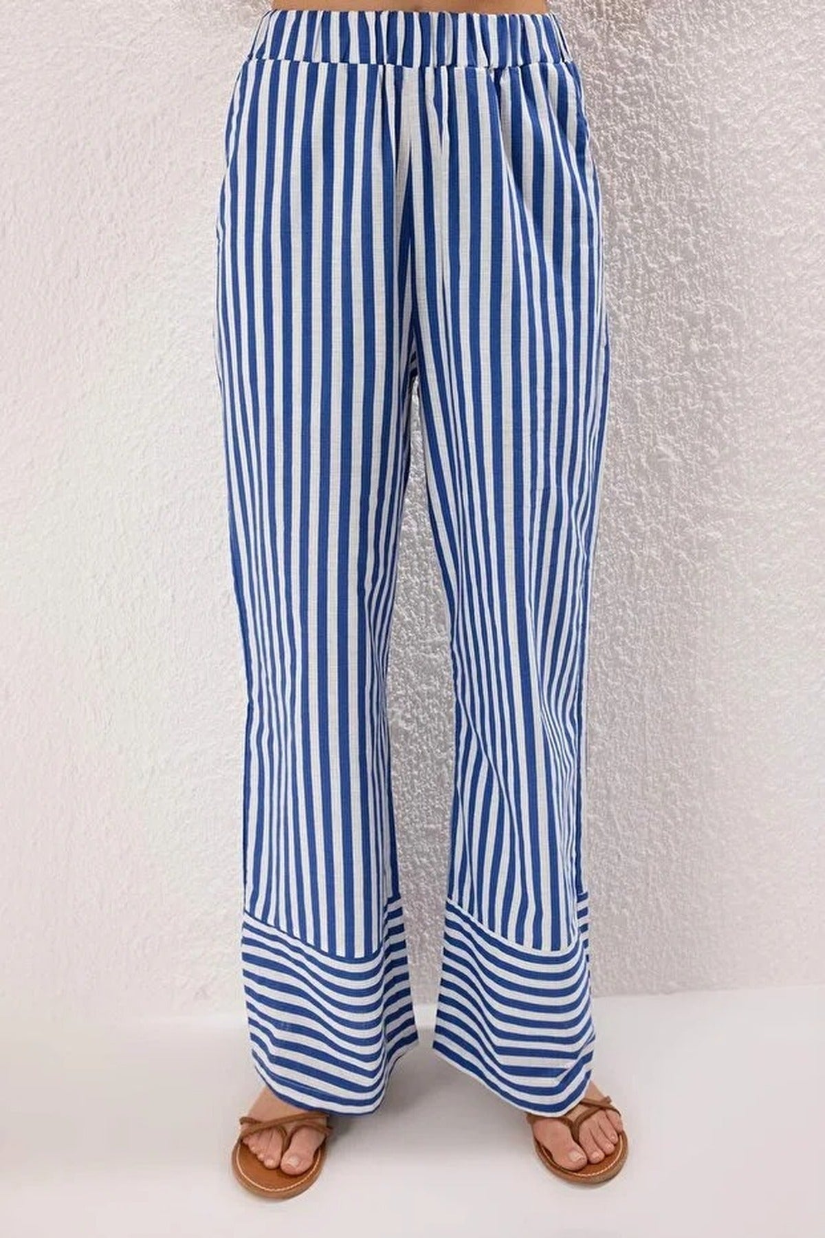 Strapless Thin Strap Blouse and Wide Leg Trousers Co-ord