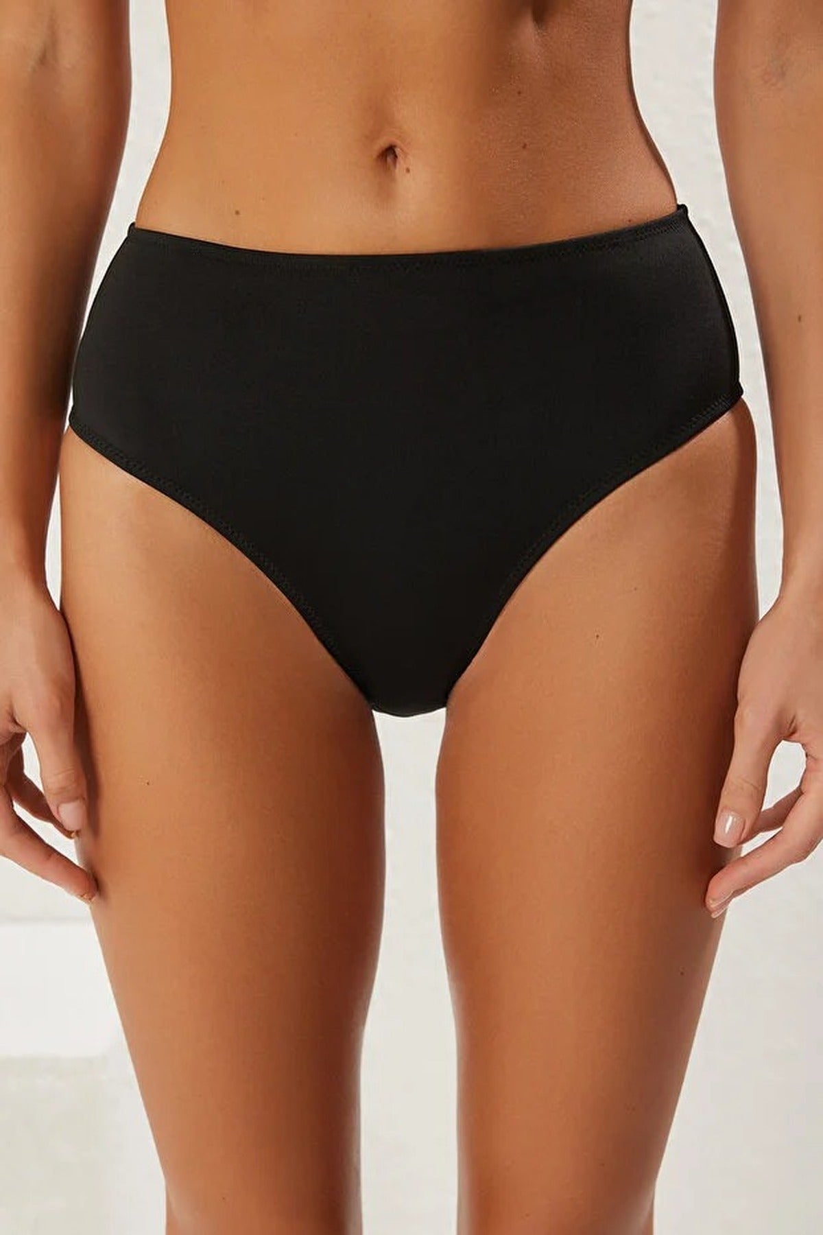 High Waist Hipster Basic Bikini Bottom