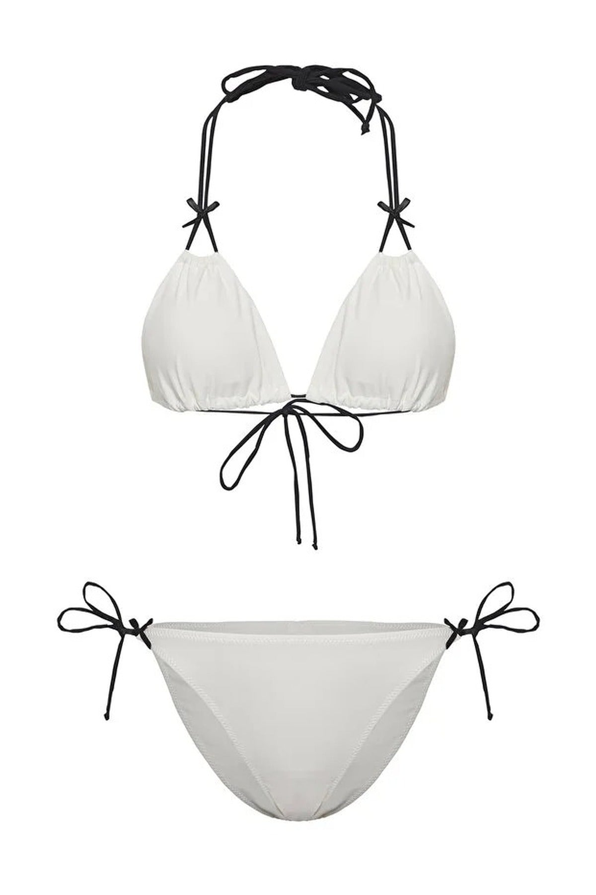 Triangle Padded Regular Waist Bikini Set with Bow Detail